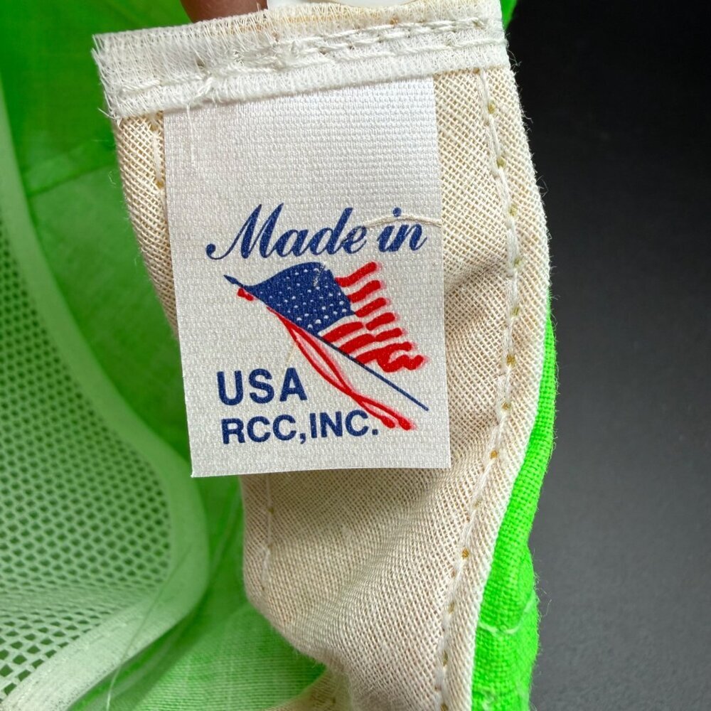 Vintage Vipco Just Do It Hat Cap Snapback Flat Bill Lime Green Made in USA - Picture 12 of 13